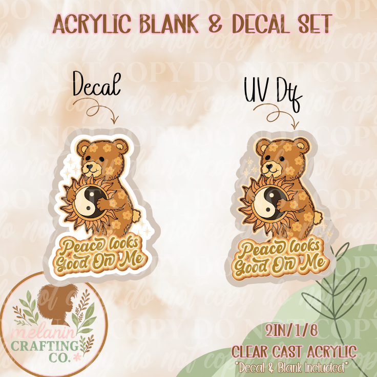 Peace Bear Acrylic Blank & Decal Set