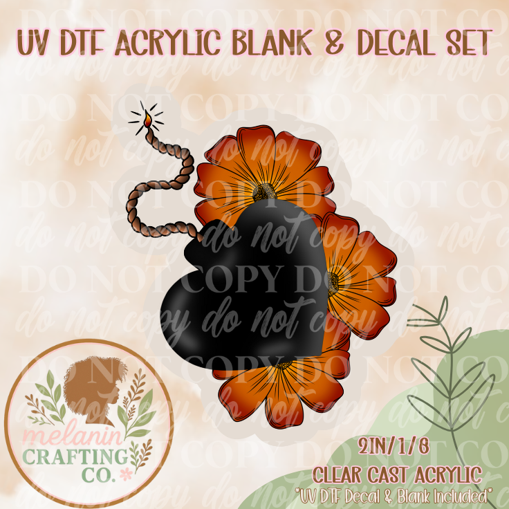 Love Bomb UV DTF Acrylic Blank & Decal Set