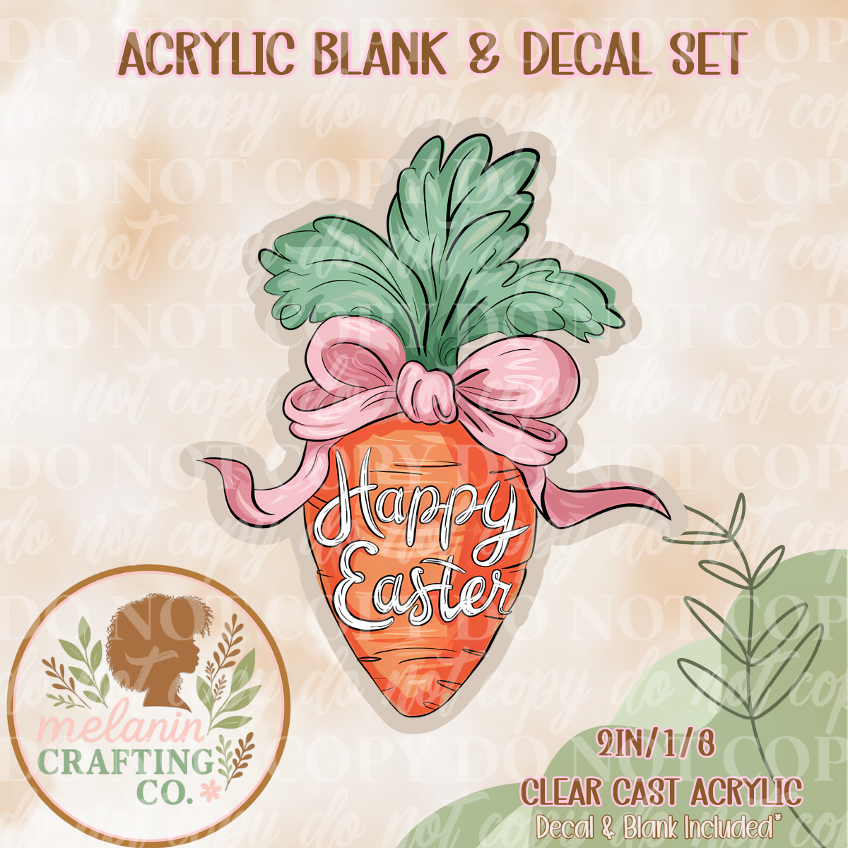 Easter Carrot Acrylic Blank & Decal Set