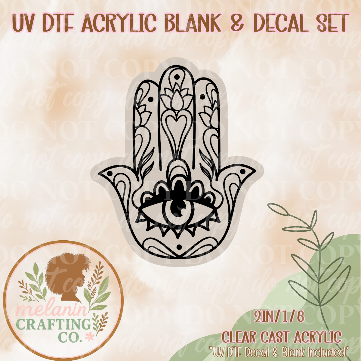 Hamsa Hand UV Dtf Acrylic Blank & Decal Set