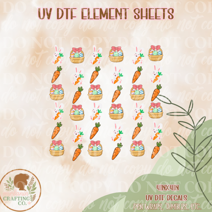 Easter Love 4x4 UV Dtf Element Sheet