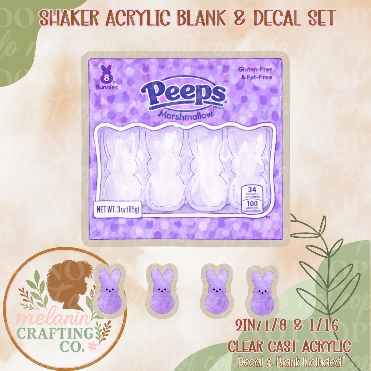 Purple Peep Acrylic Blank & Shaker Set