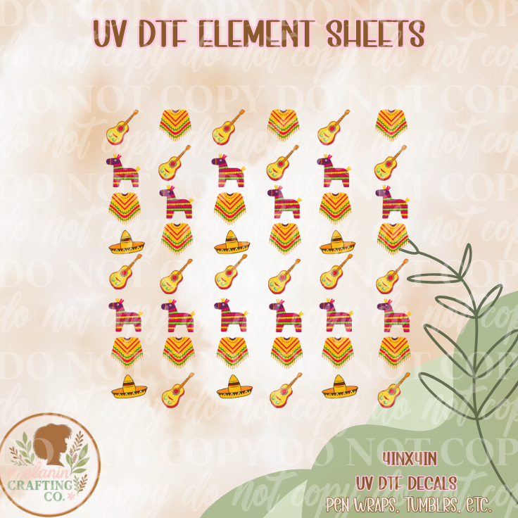 Cinco De Mayo 4x4 UV Dtf Element Sheet