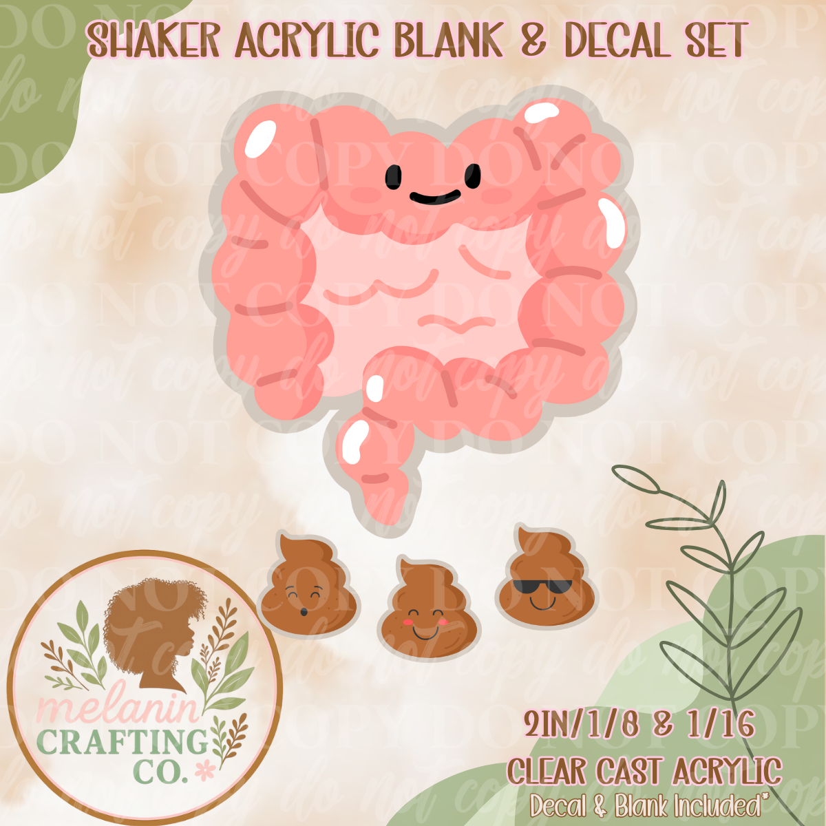 Intestines Acrylic Blank & Shaker Set