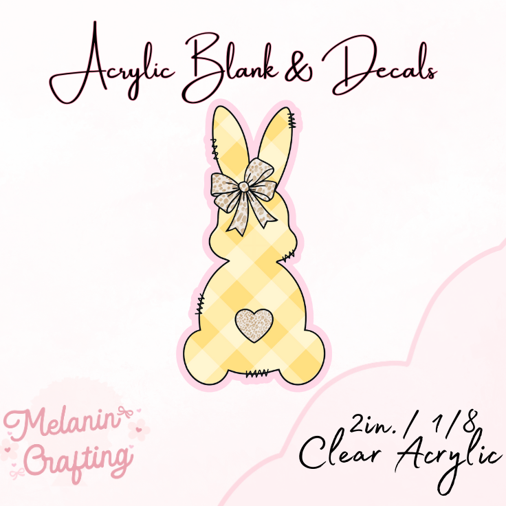 Yellow Plaid Bunny Acrylic Blank & Decal Set