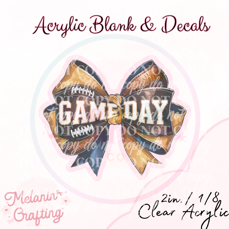 Game Day Bow Acrylic Blank & Decal Set