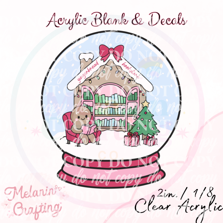 Gingerbread Bookstore Globe Acrylic Blank & Decal Set