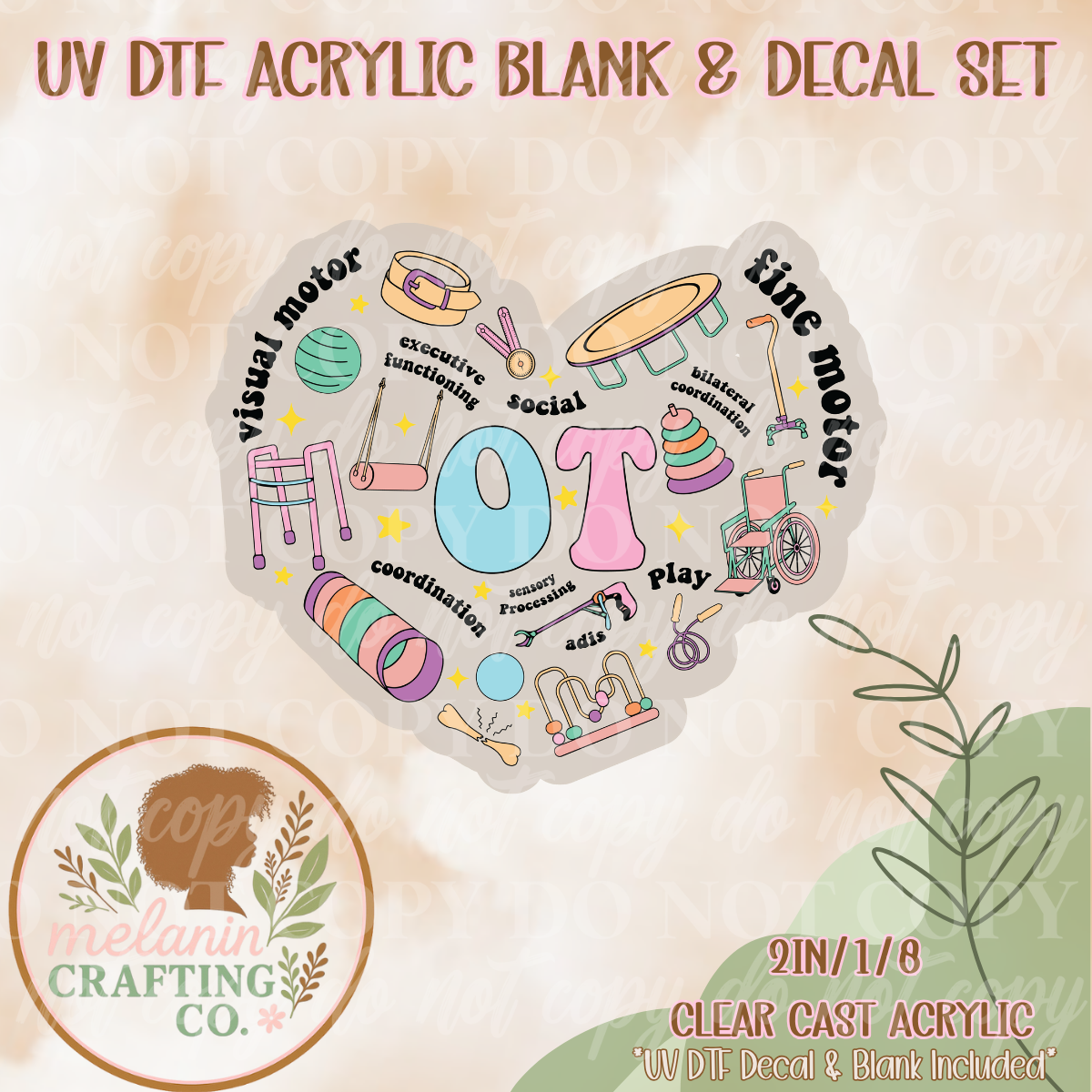 OT UV Dtf Acrylic Blank & Decal Set