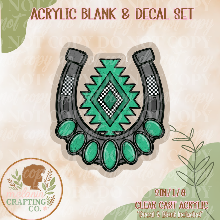 Checkered Horseshoe Acrylic Blank & Decal Set