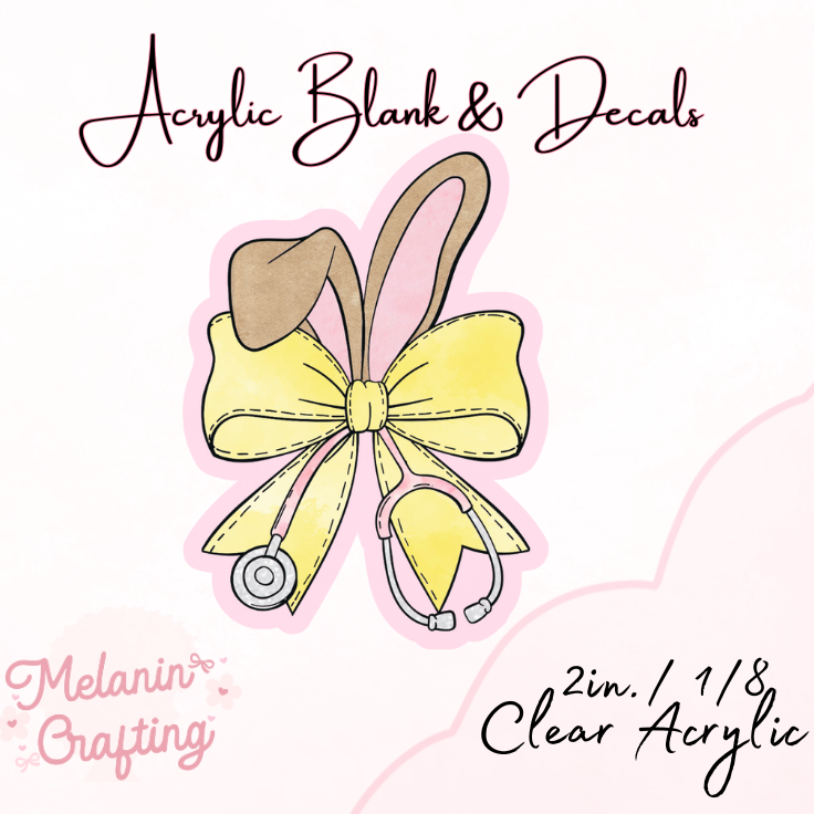 Yellow Plaid Bunny Ears Acrylic Blank & Decal Set