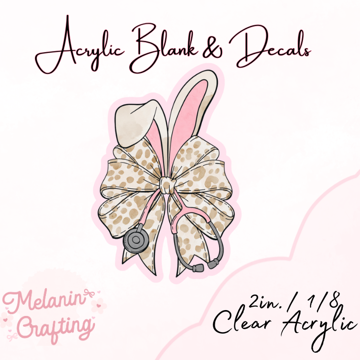 Leopard Bunny Ears Acrylic Blank & Decal Set