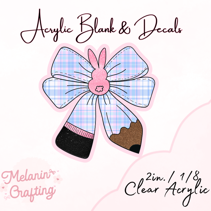 Plaid Teacher Bow Acrylic Blank & Decal Set