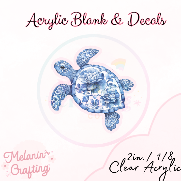 Flower Turtle Acrylic Blank & Decal Set
