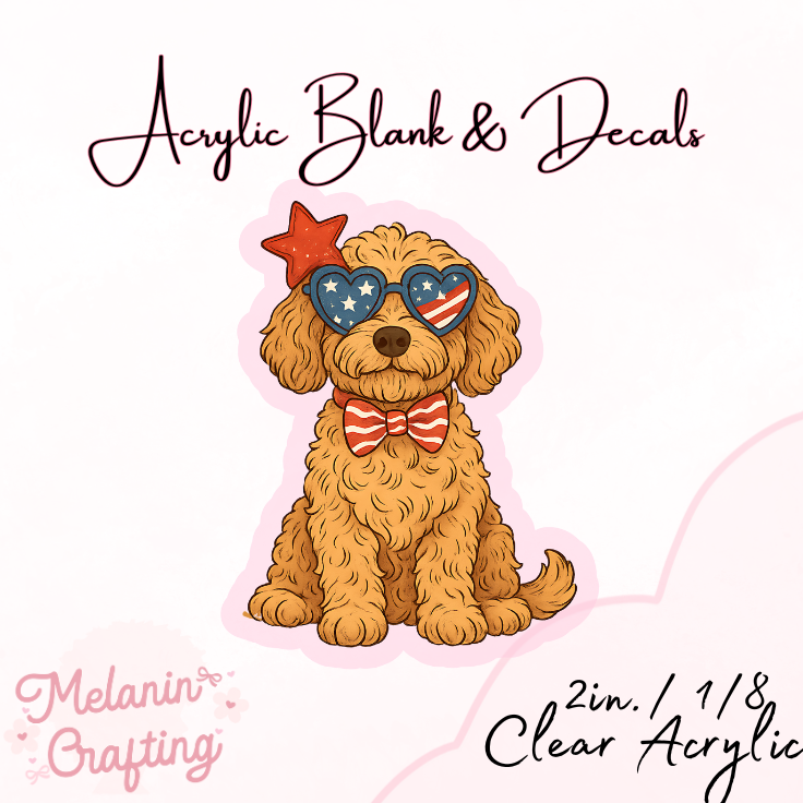 Fourth of July Puppy Acrylic Blank & Decal Set