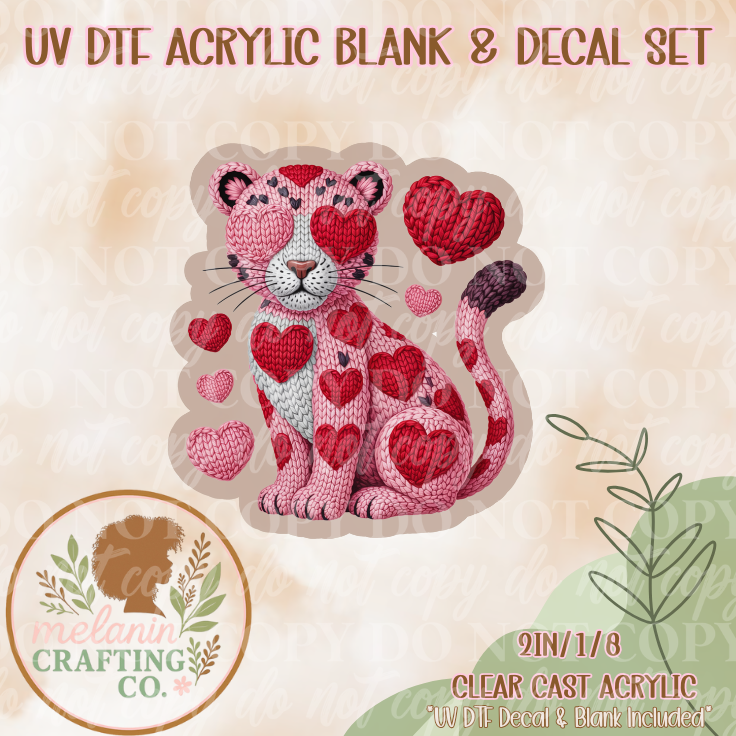 Leopard Love UV Dtf Acrylic Blank & Decal Set