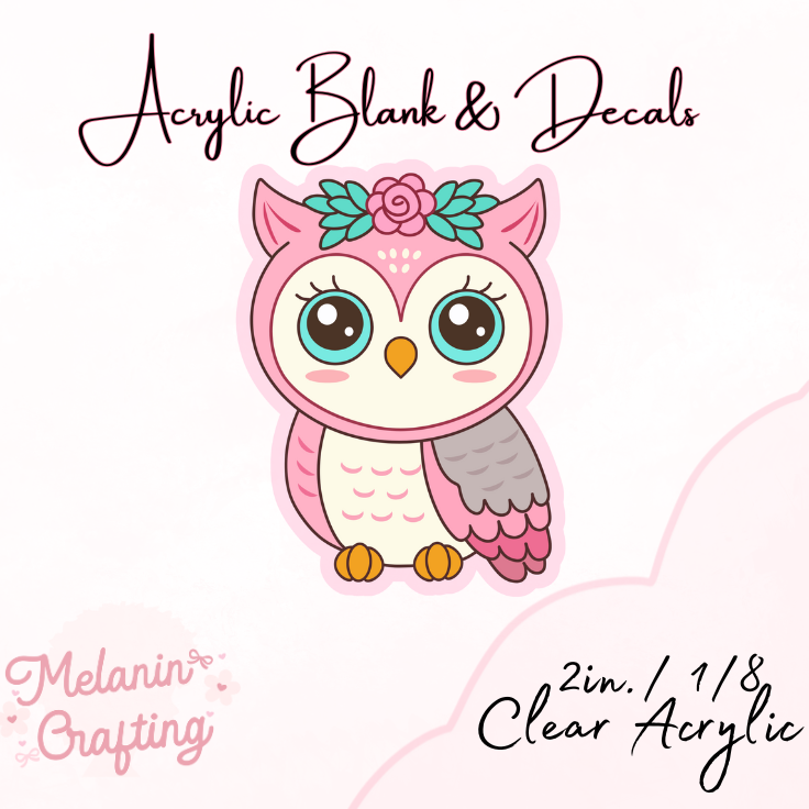Owl Acrylic Blank & Decal Set