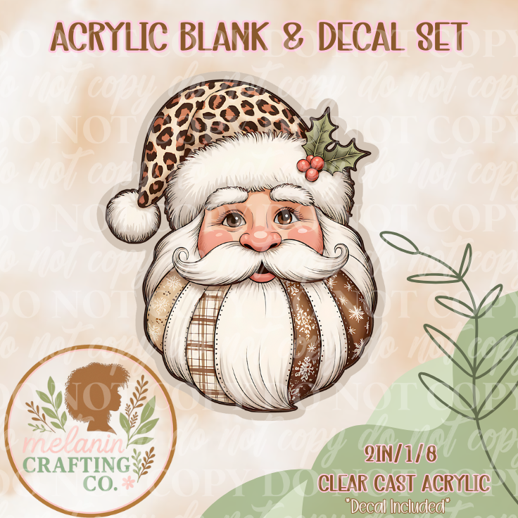 Jolly Leopard Santa Acrylic Blank & Decal Set