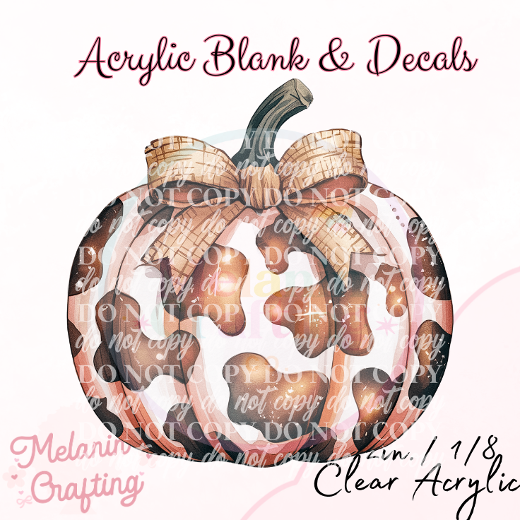 Country Cow Print Pumpkin Acrylic Blank & Decal Set