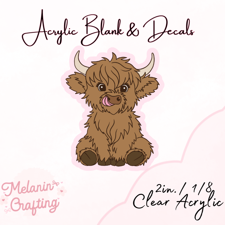 Highland Cow Acrylic Blank & Decal Set