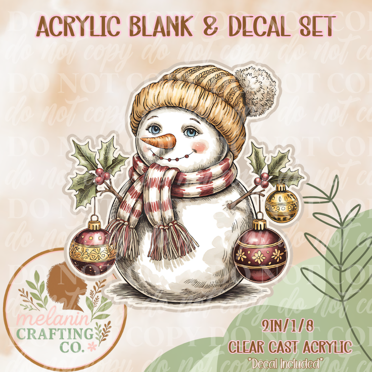 Christmas Snowman Acrylic Blank & Decal Set
