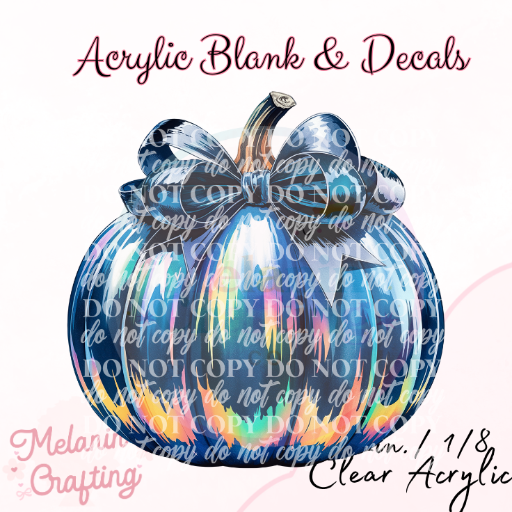 Royal Blue Pumpkin Acrylic Blank & Decal Set