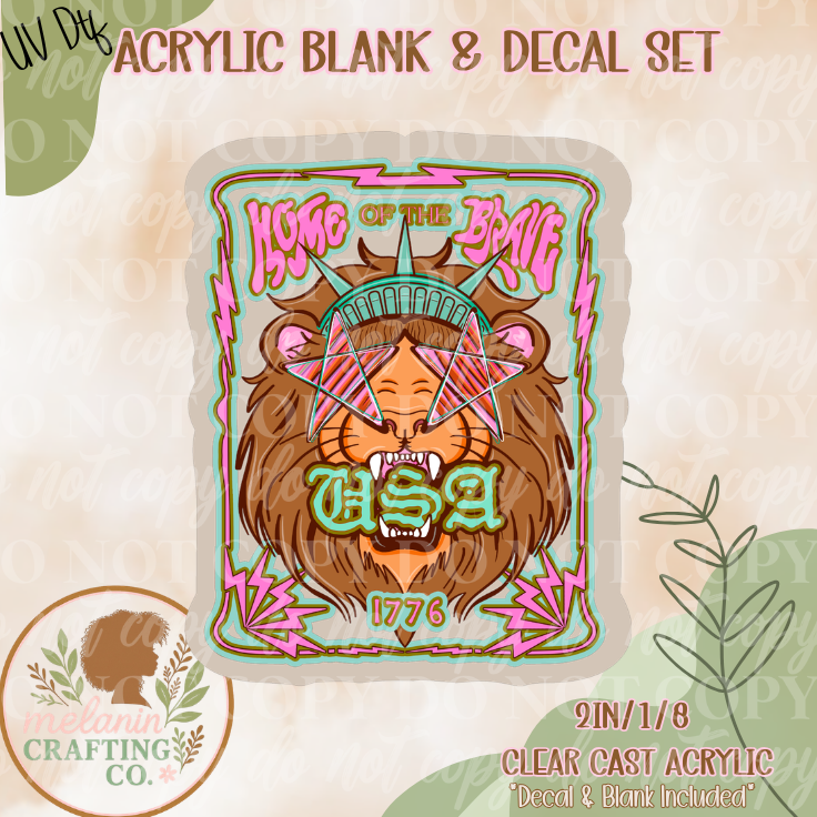 Home of the Brave UV Dtf Acrylic Blank Set