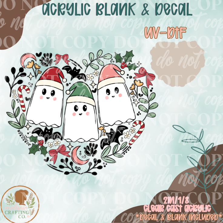 Christmas Festive Ghost UV DTF Acrylic Blank Set