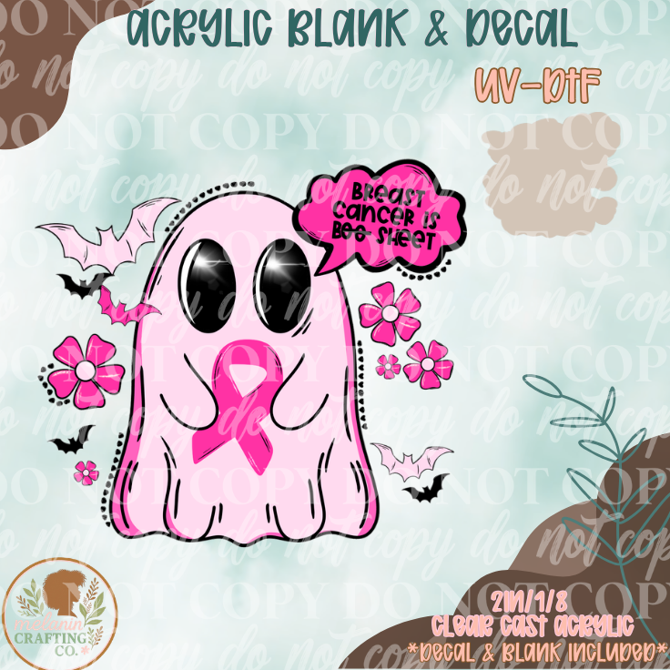 Breast Cancer Is Boo Sheet UV DTF Acrylic Blank Set