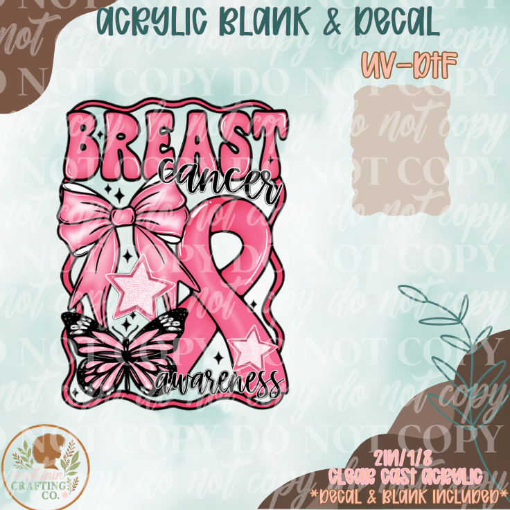 Breast Cancer Awarness Pink UV DTF Acrylic Blank Set