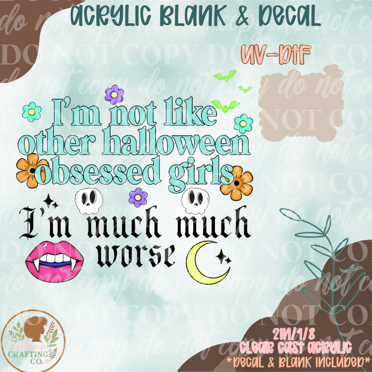 Not Like Halloween Girls UV DTF Acrylic Blank Set