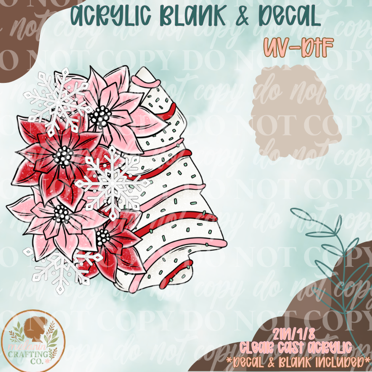 Floral Christmas Cake UV DTF Acrylic Blank Set