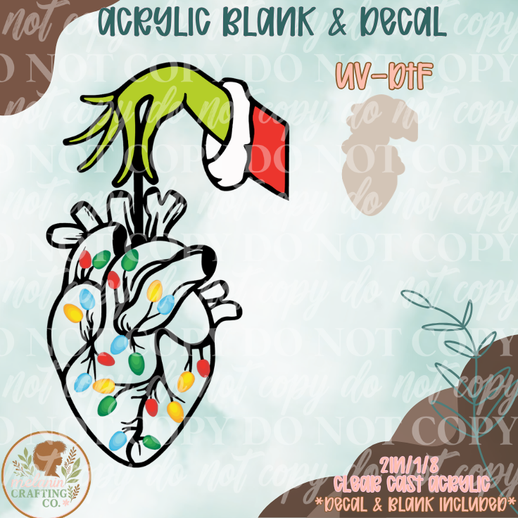 Festive Heart UV DTF Acrylic Blank Set