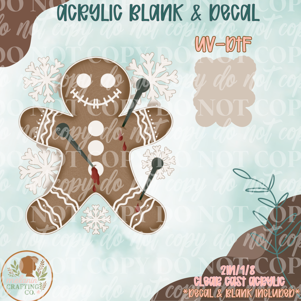 Pin Gingerbread UV DTF Acrylic Blank Set