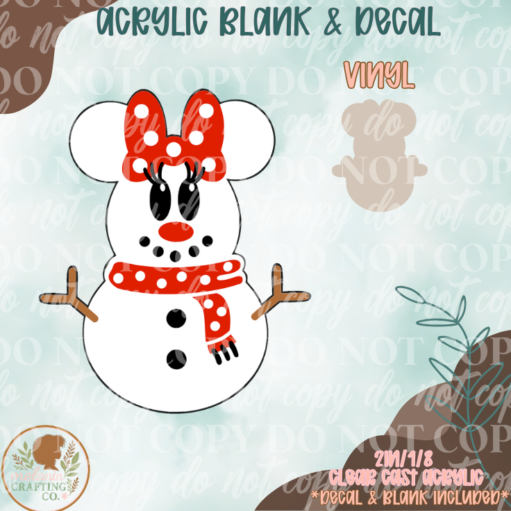 Snowoman Mouse Acrylic Blank & Decal Set