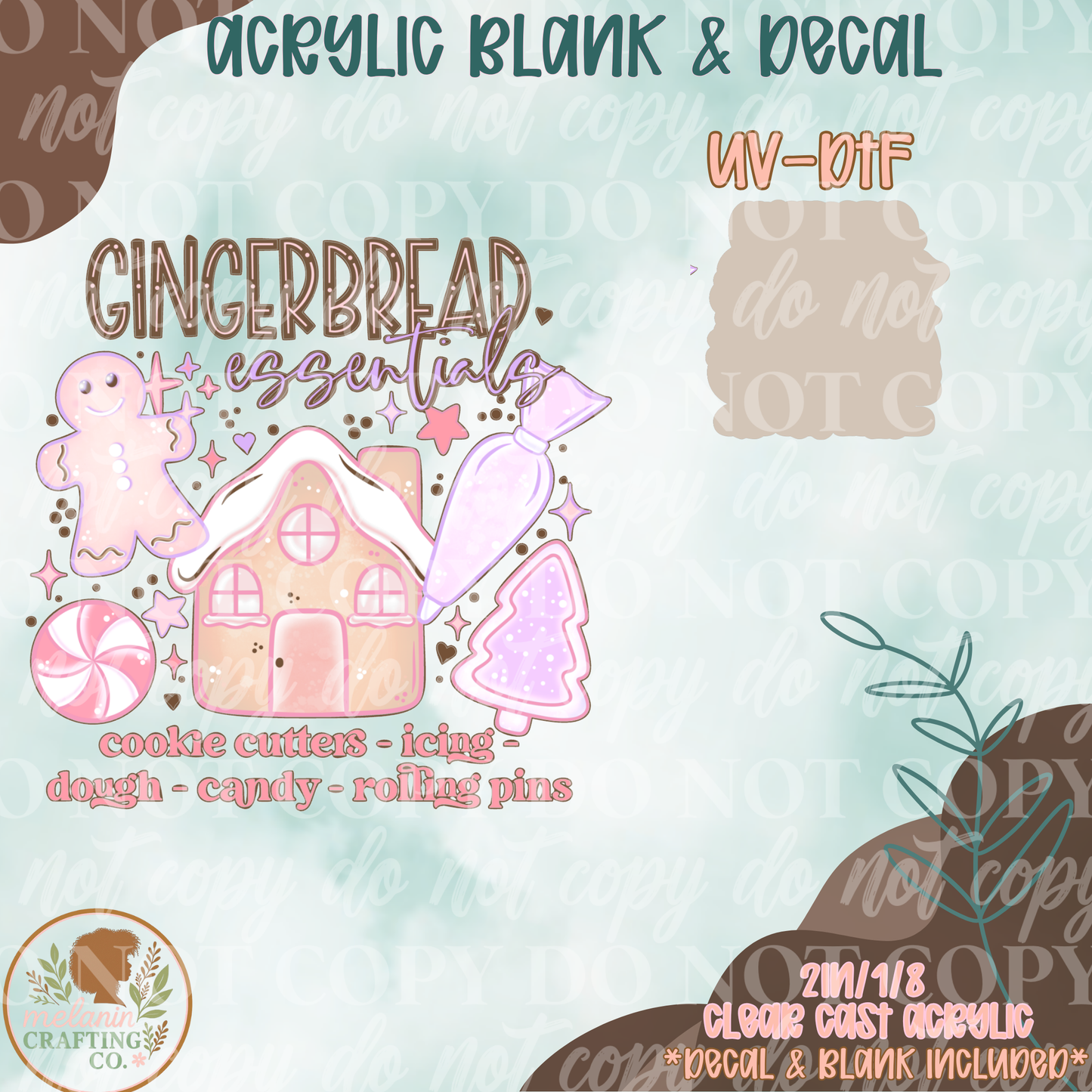 Gingerbread Essential UV DTF Acrylic Blank Set
