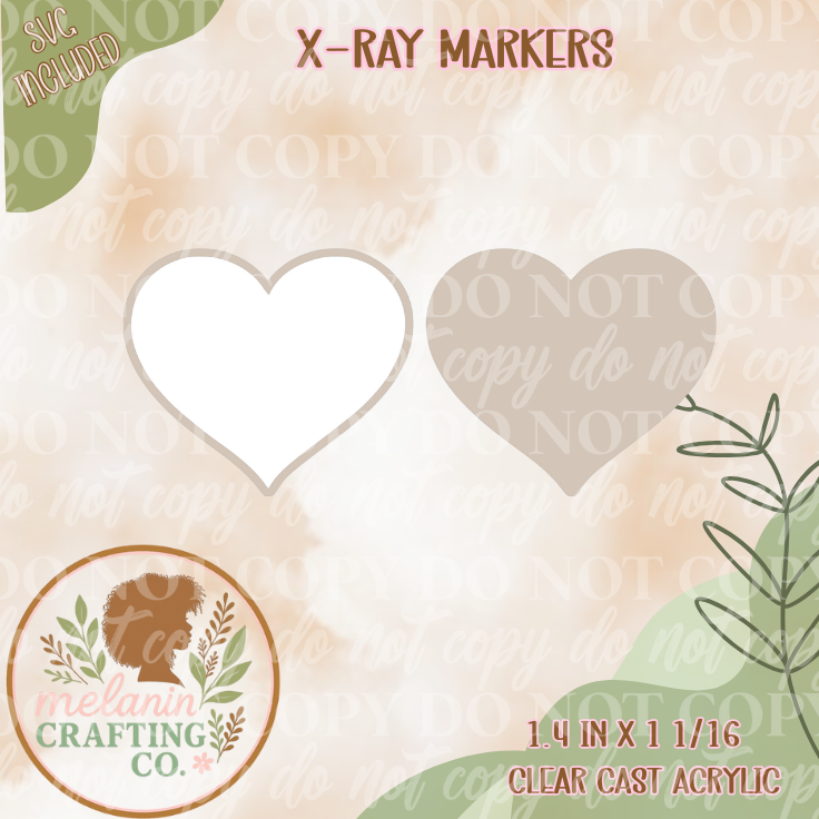 Heart X-Ray Marker Acrylic Blank (No Decal Included)
