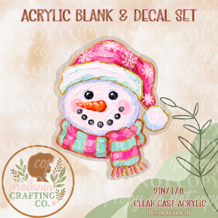 Paint Brushstroke Snowman Acrylic Blank & Decal Set