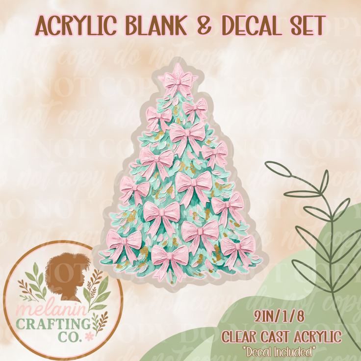 Bow Christmas Tree Acrylic Blank & Decal Set