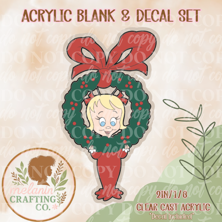 Cindy Wreath Acrylic Blank & Decal Set