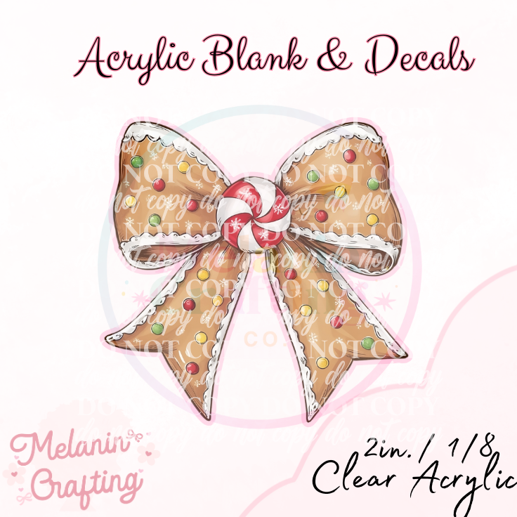 Gingerbread Coquette Bow Acrylic Blank & Decal Set