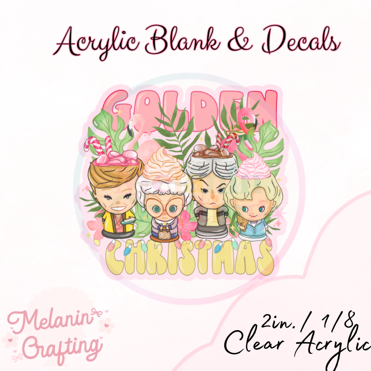 Golden Christmas Acrylic Blank & Decal Set