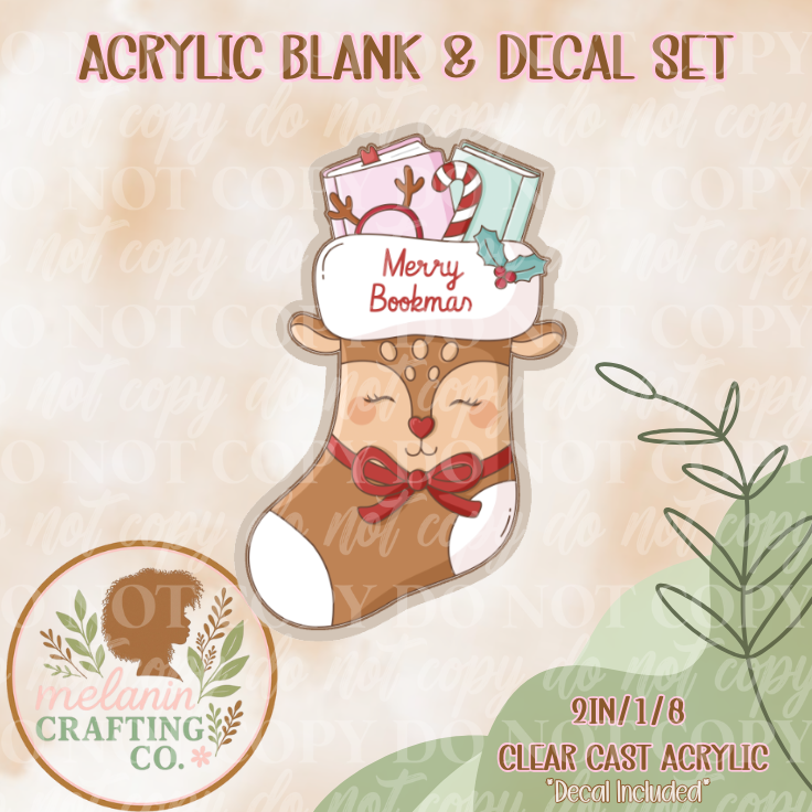Merry Bookmas Stocking Acrylic Blank & Decal Set