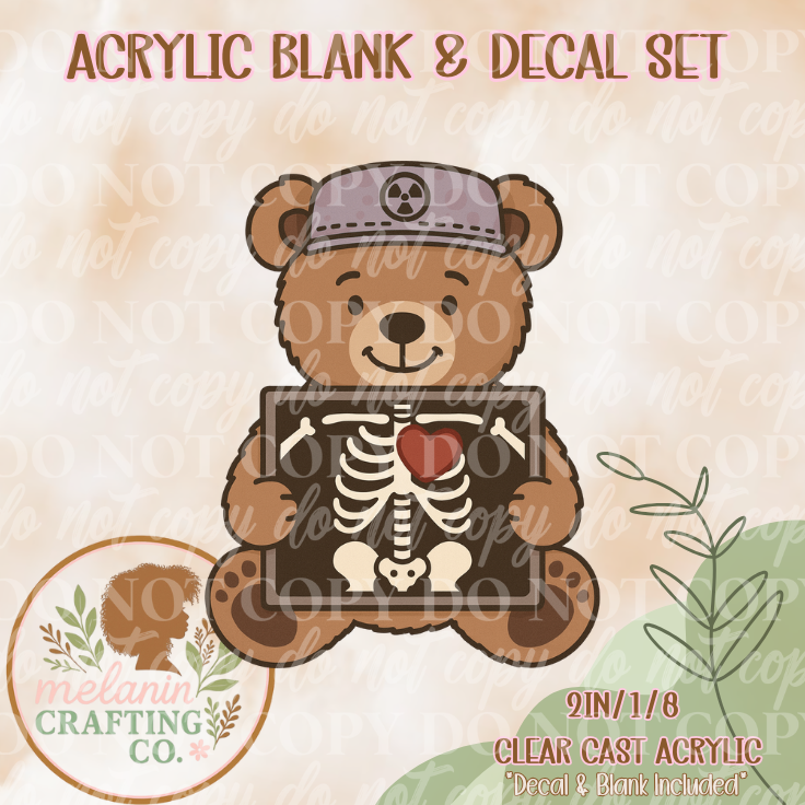 X-Ray Me Teddy Acrylic Blank & Decal Set