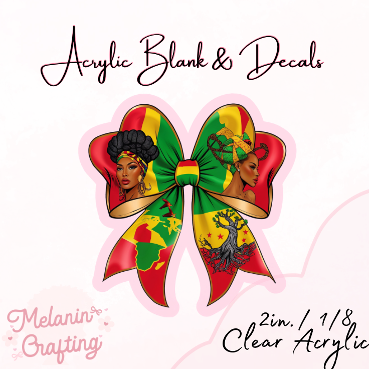 African Flag Women Bow Acrylic Blank & Decal Set