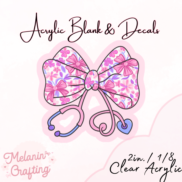 Flower Bows Acrylic Blank & Decal Set