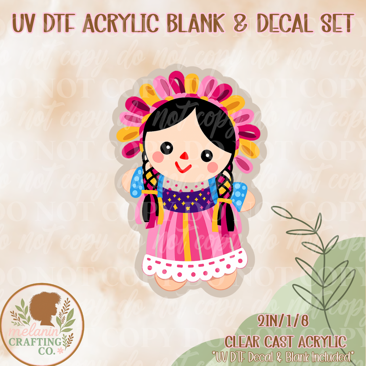 Muñeca de Trapo UV DTF Acrylic Blank & Decal Set