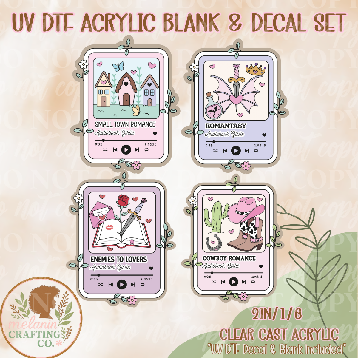 Romance Music UV Dtf Acrylic Blank & Decal Set