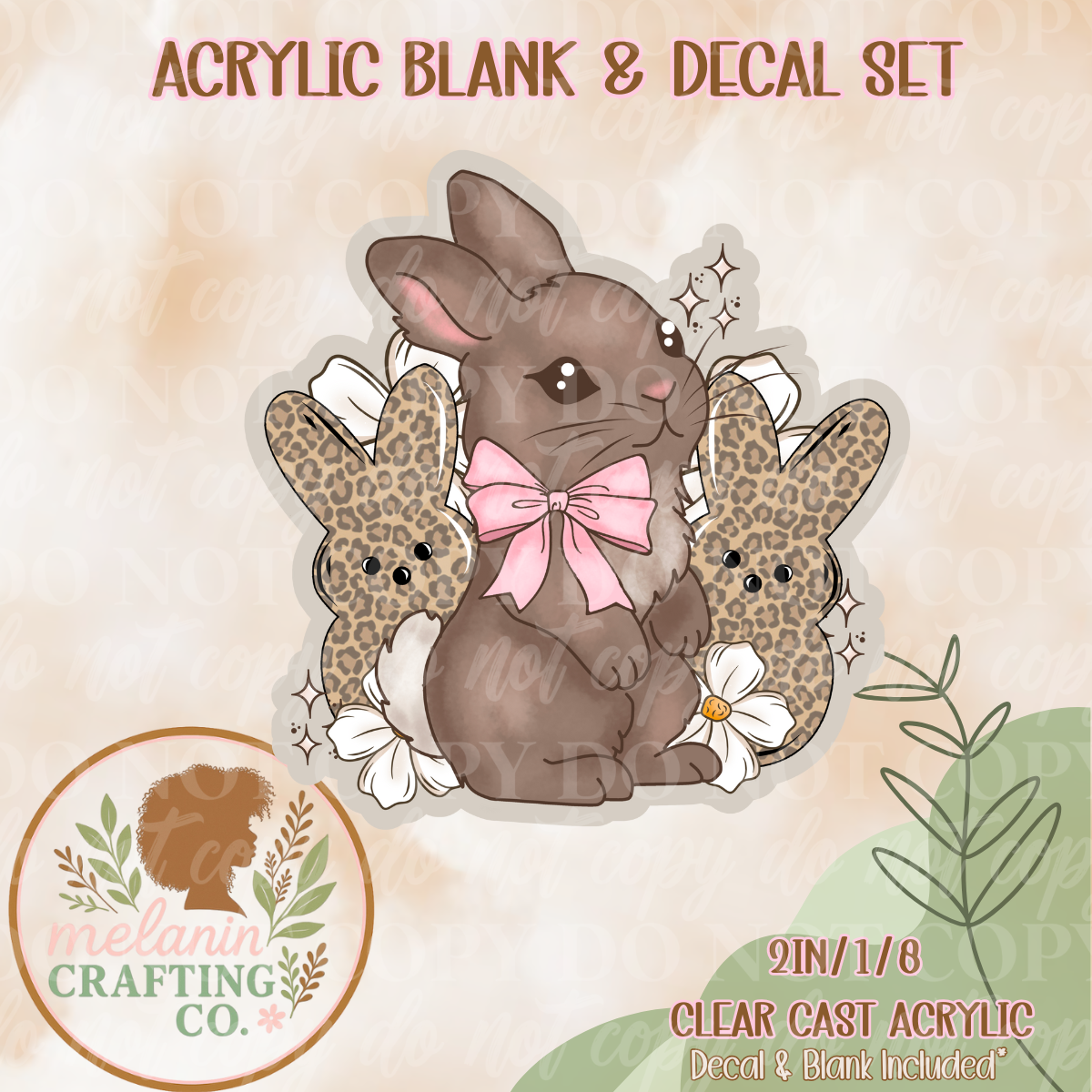 Easter Bunny UV Dtf Acrylic Blank & Decal Set