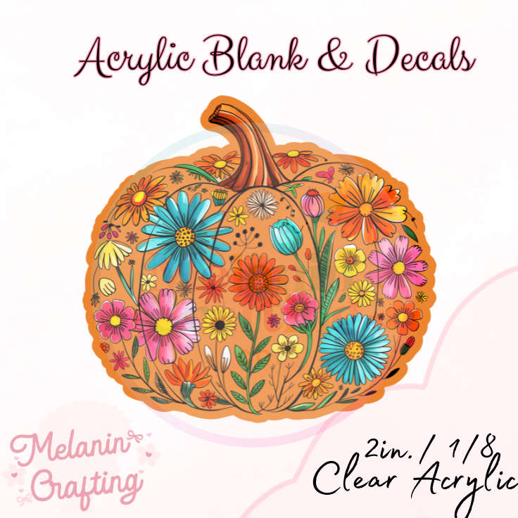 Orange Floral Pumpkin Acrylic Blank & Decal Set