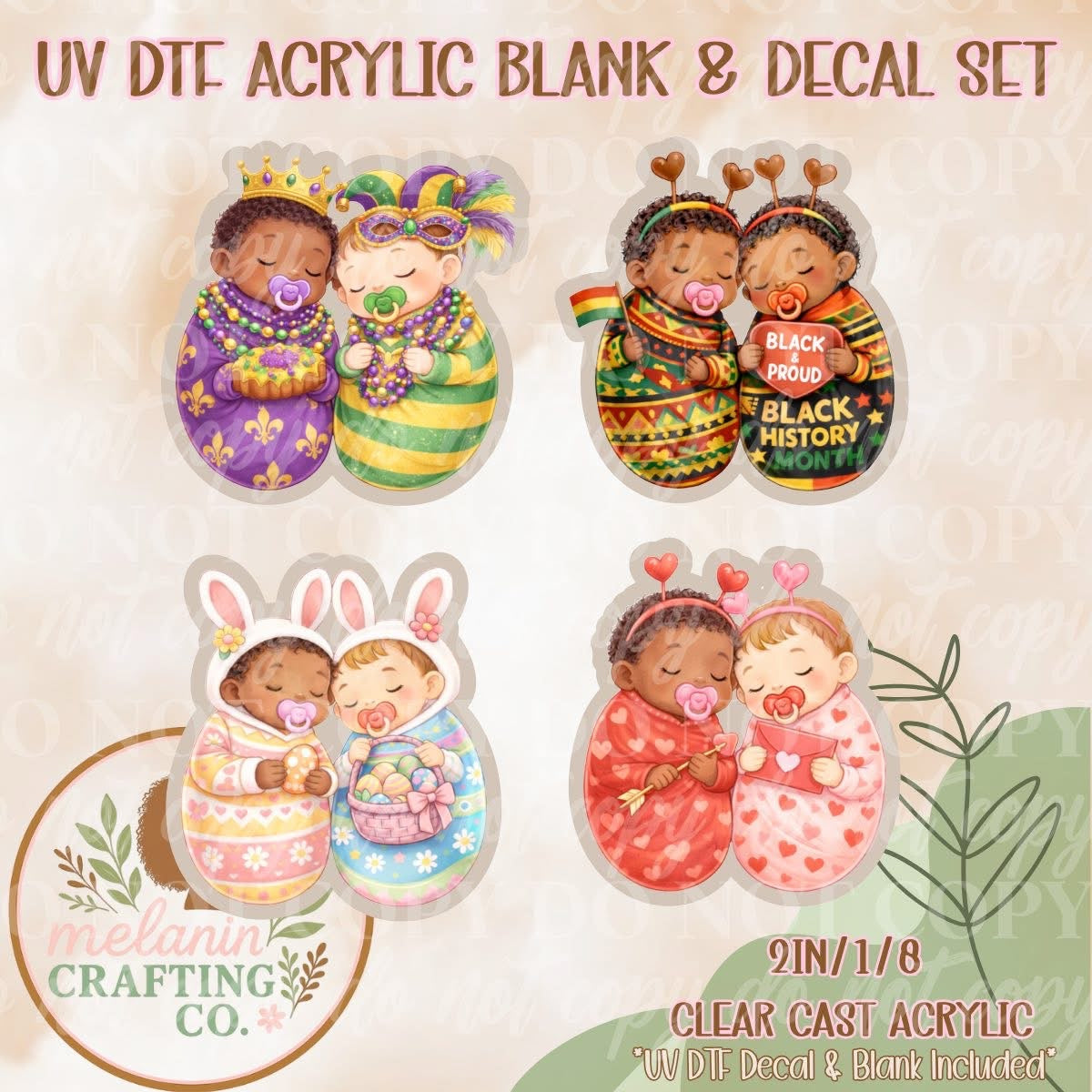 NICU Babies UV Dtf Acrylic Blank & Decal Set
